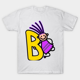 Letter B for girls alphabet Kids Colorful Cartoon Character T-Shirt